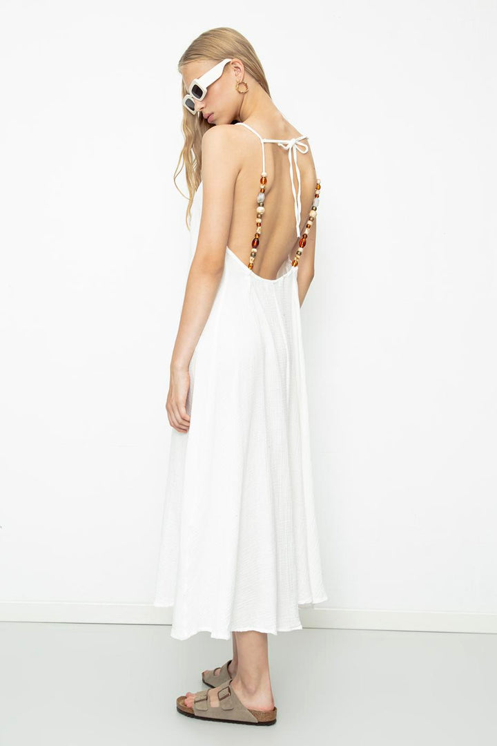 BSL Women 100% Cotton Beaded Maxi Dress - Utica