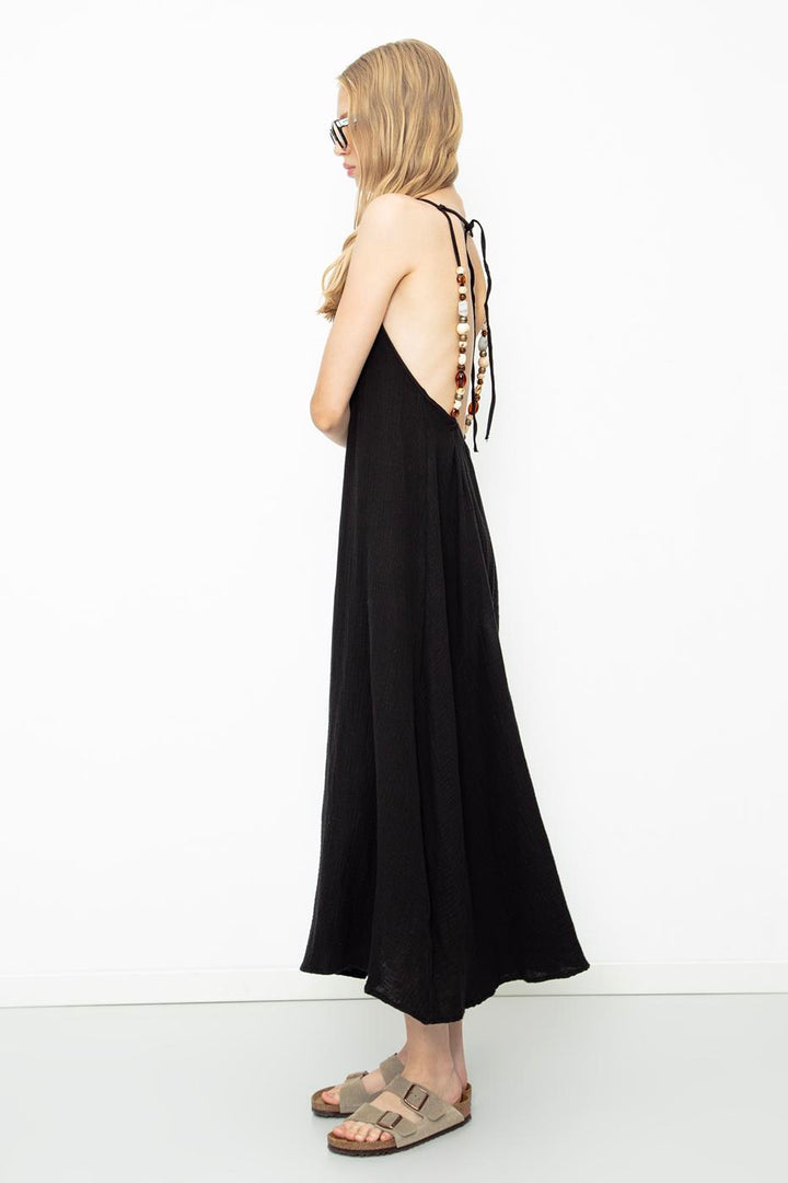 BSL Women 100% Cotton Beaded Maxi Dress - Chiclana de la Frontera