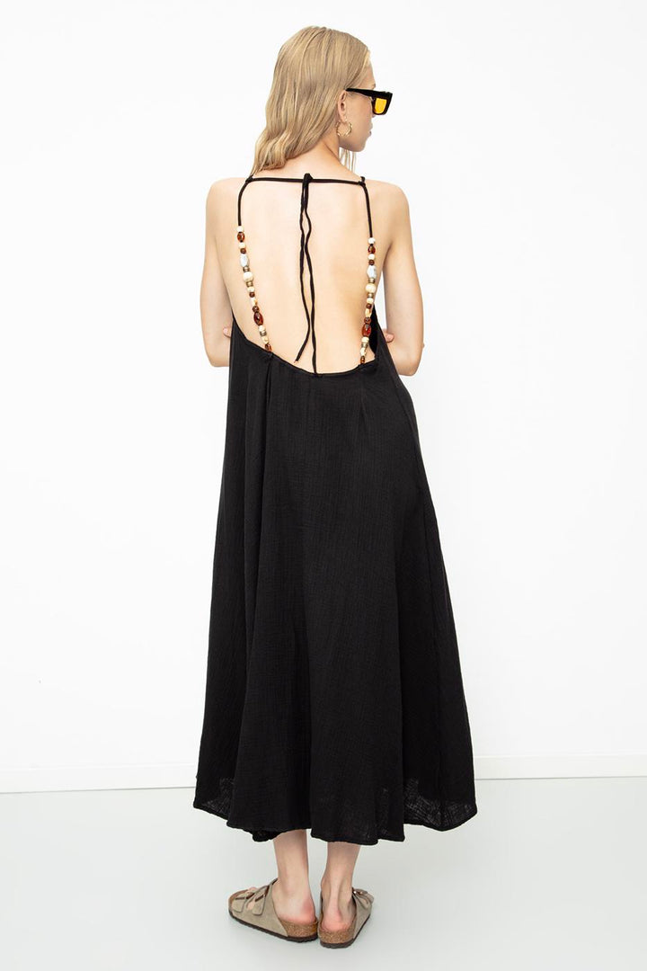 BSL Women 100% Cotton Beaded Maxi Dress - Chiclana de la Frontera