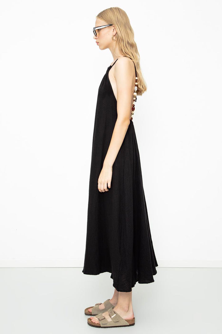 BSL Women 100% Cotton Beaded Maxi Dress - Chiclana de la Frontera