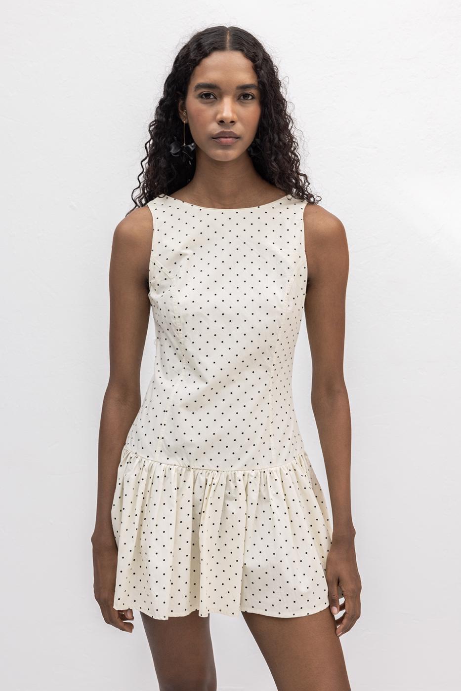 BSL Women %100 Cotton  Büzgülü Mini Elbise - Parker