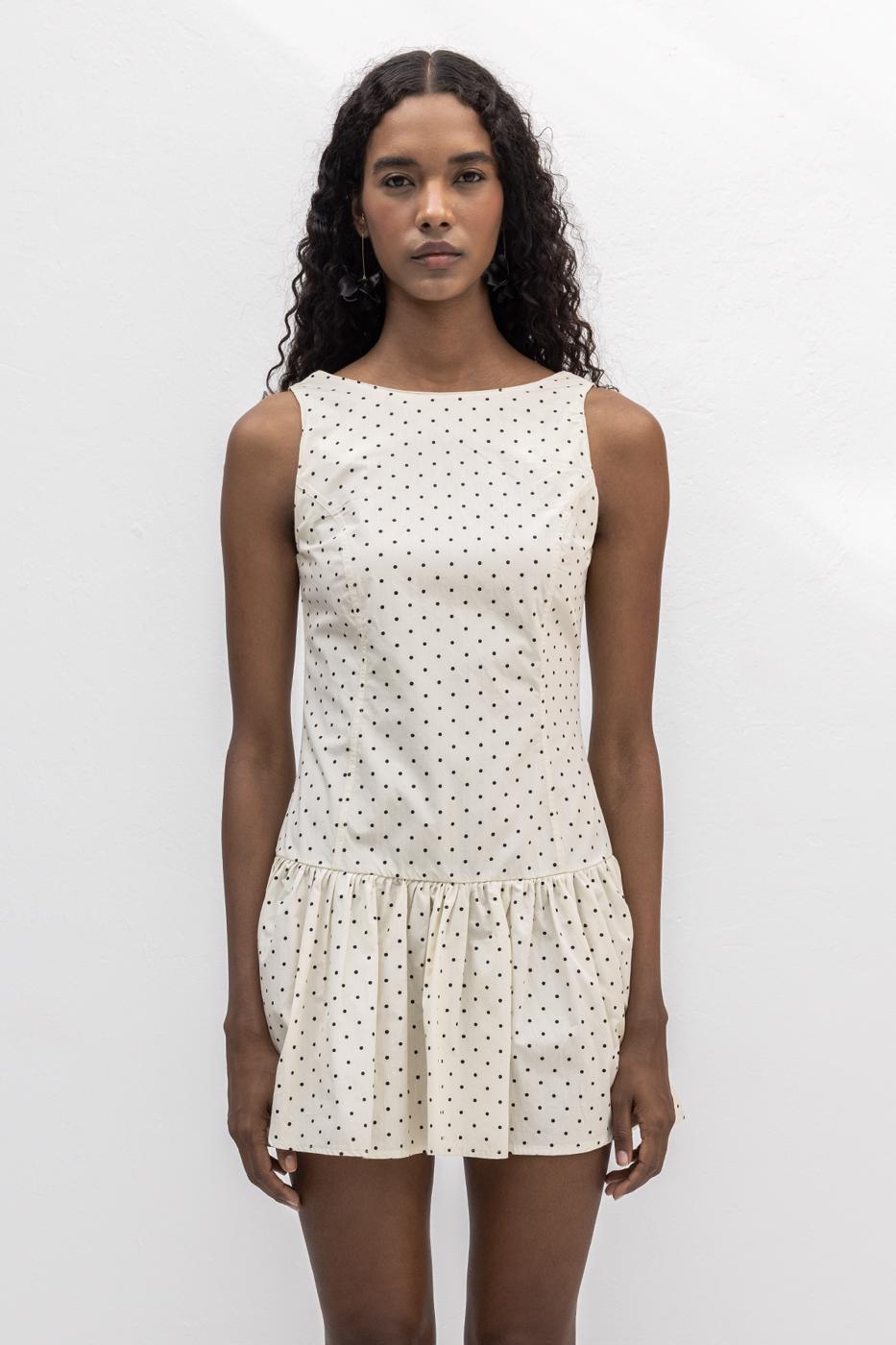 BSL Women %100 Cotton  Büzgülü Mini Elbise - Parker