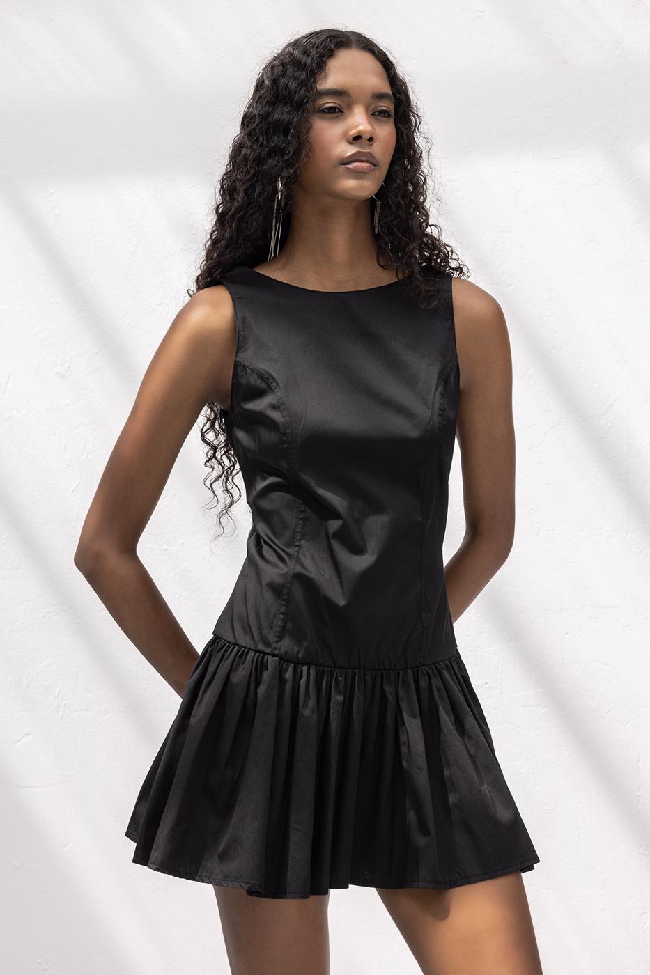 BSL Women %100 Cotton  Büzgülü Mini Elbise - Palenque