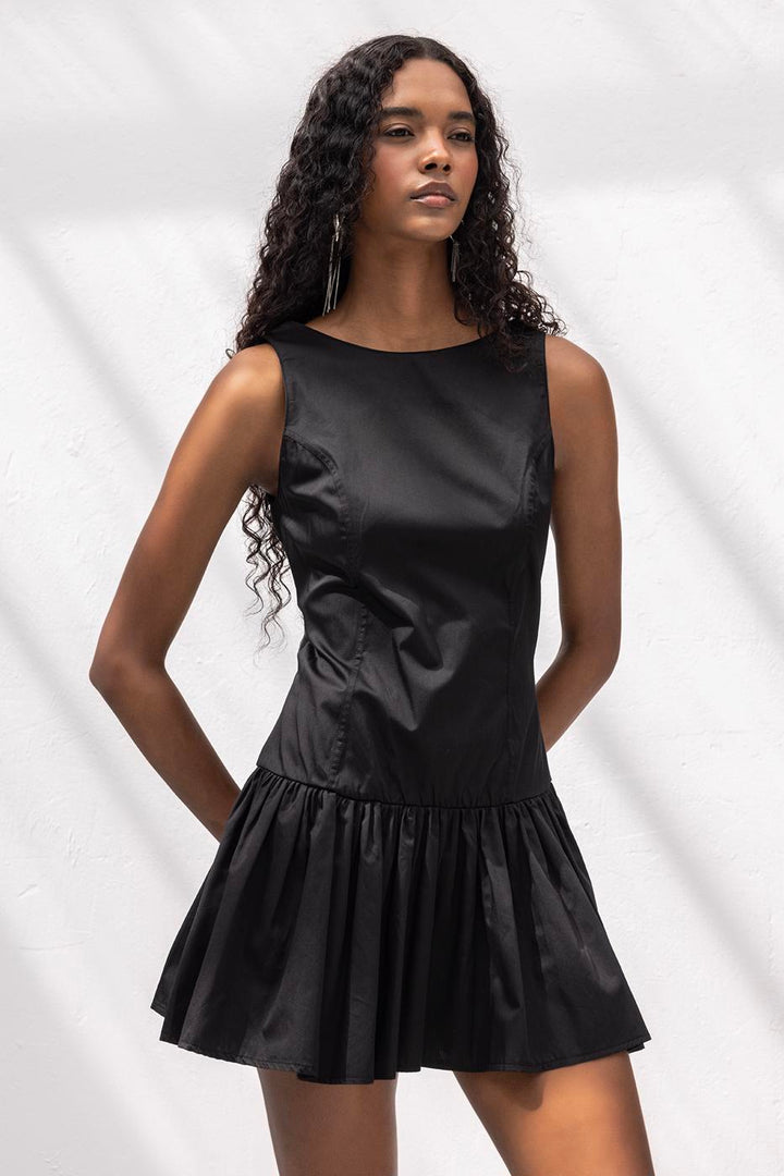 BSL Women %100 Cotton  Büzgülü Mini Elbise - Palenque