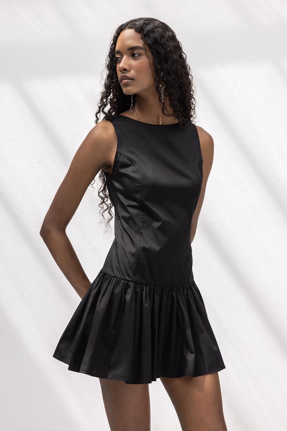 BSL Women %100 Cotton  Büzgülü Mini Elbise - Palenque