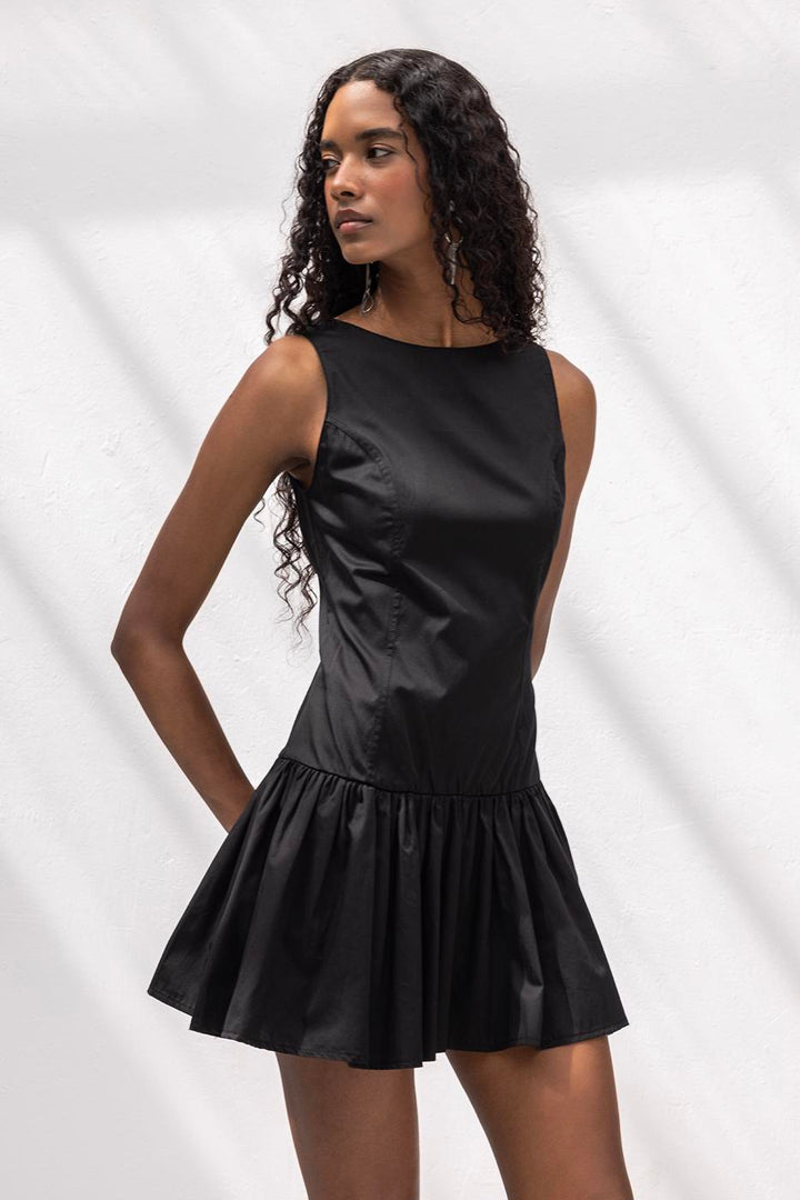 BSL Women %100 Cotton  Büzgülü Mini Elbise - Palenque