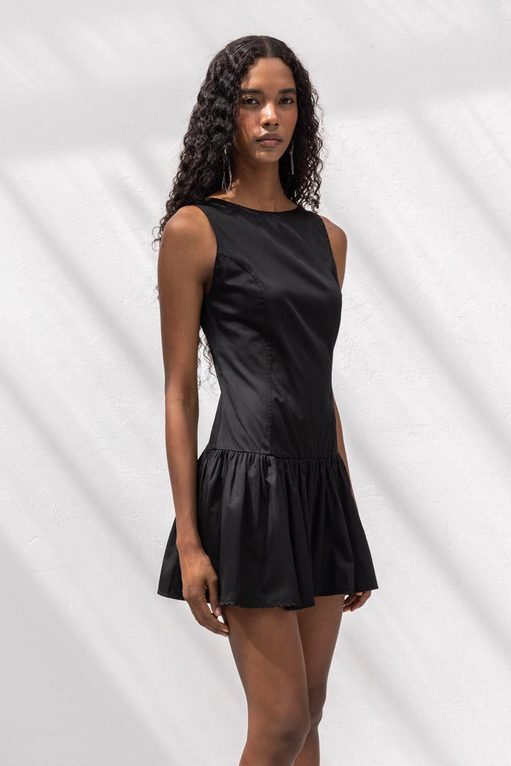 BSL Women %100 Cotton  Büzgülü Mini Elbise - Palenque