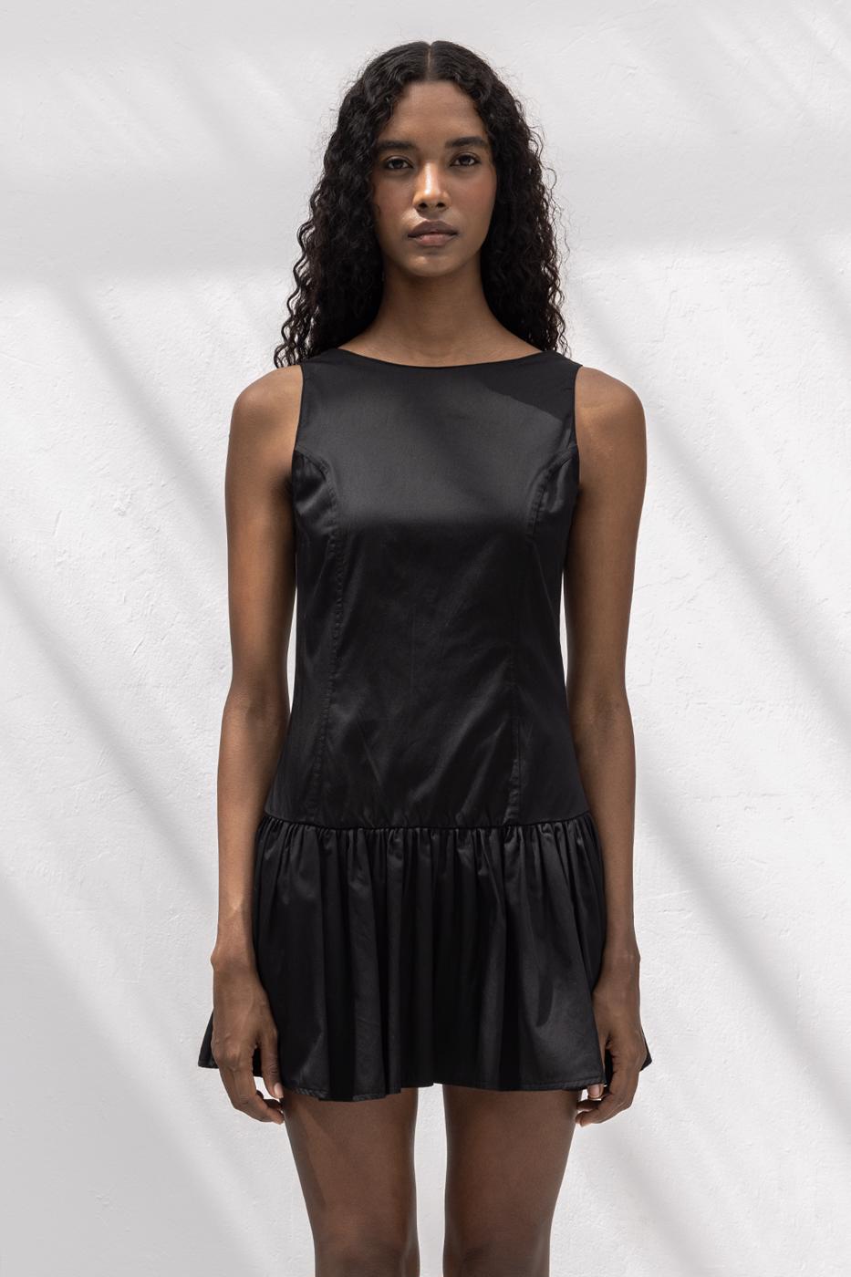 BSL Women %100 Cotton  Büzgülü Mini Elbise - Palenque