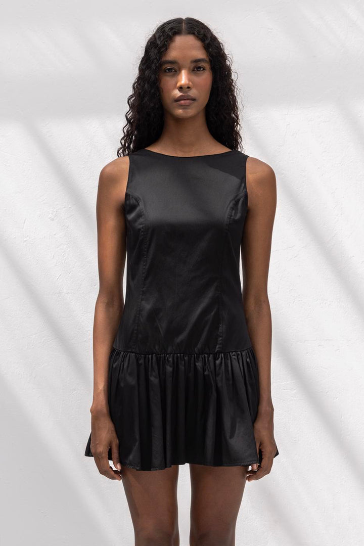 BSL Women %100 Cotton  Büzgülü Mini Elbise - Palenque