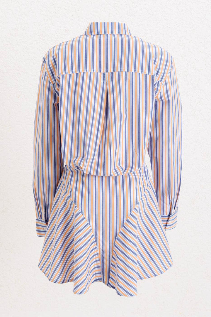 BSL Women 100% Cotton Striped Mini Shirt Dress - Chesterfield