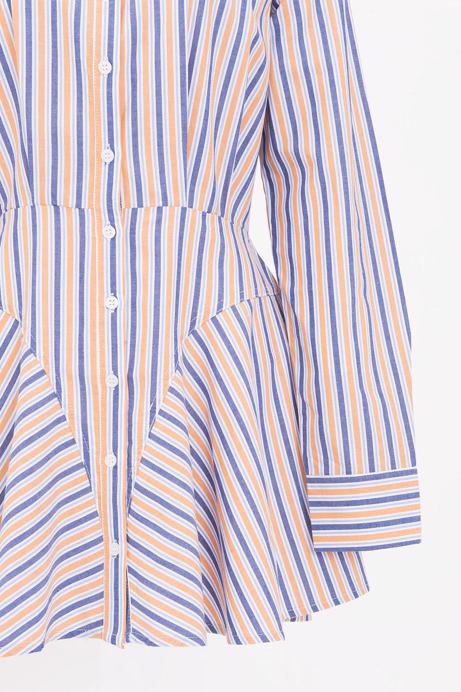 BSL Women 100% Cotton Striped Mini Shirt Dress - Chesterfield