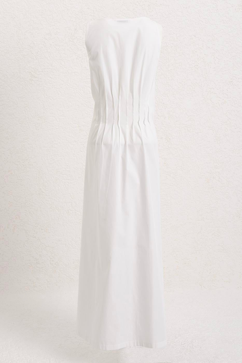 BSL Women 100% Cotton Rib Stitching Detailed Maxi Dress - Rechytsa