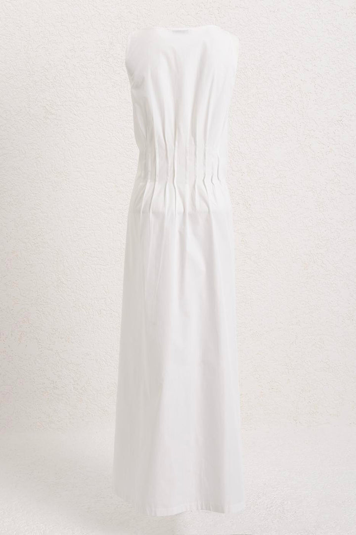 BSL Women 100% Cotton Rib Stitching Detailed Maxi Dress - Rechytsa