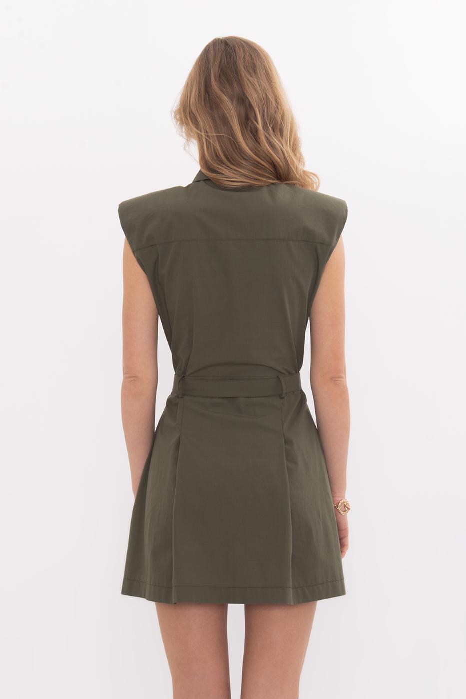 BSL Women 100% Cotton Pleated Mini Shirt Dress - Soria