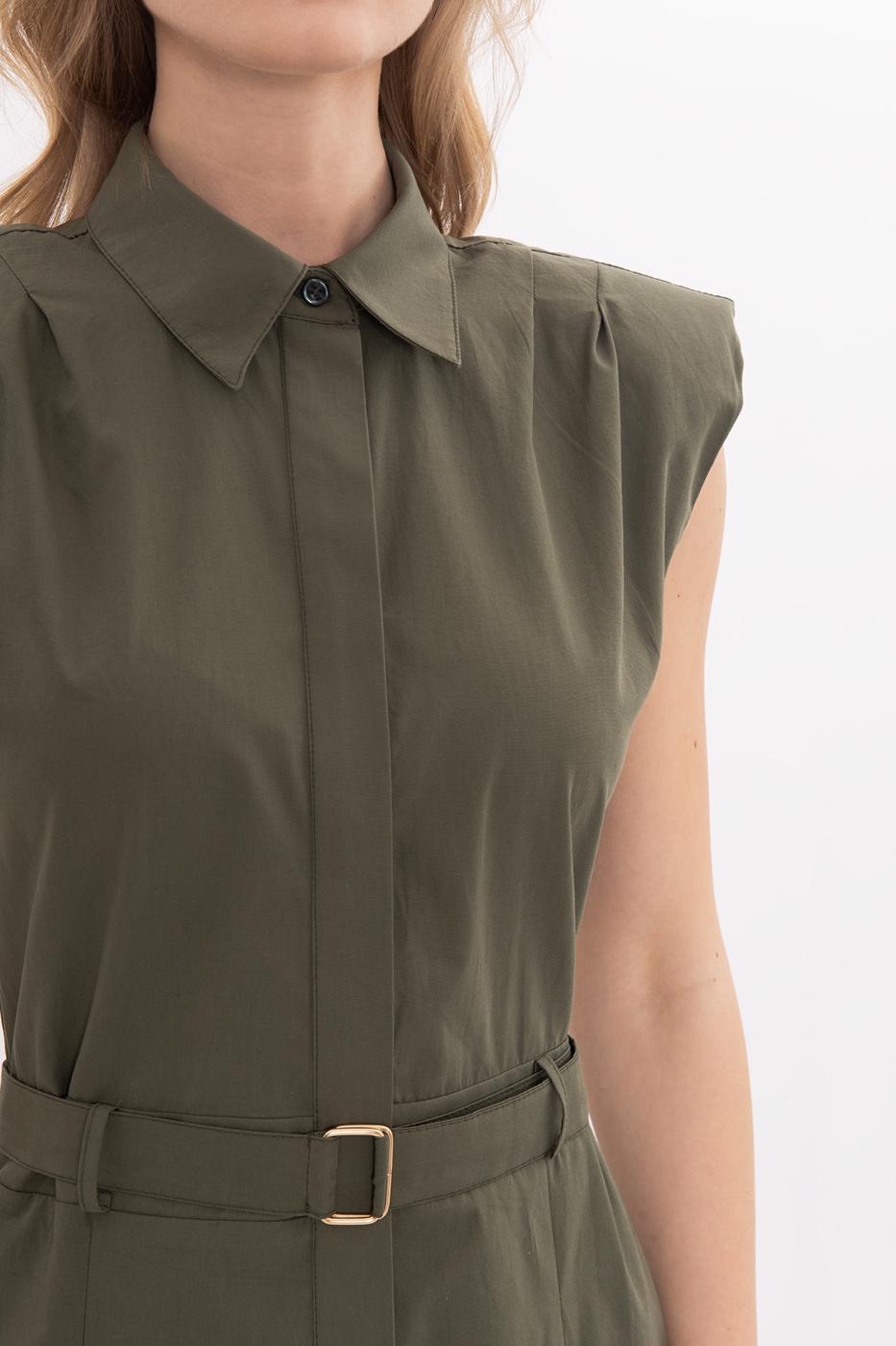 BSL Women 100% Cotton Pleated Mini Shirt Dress - Soria
