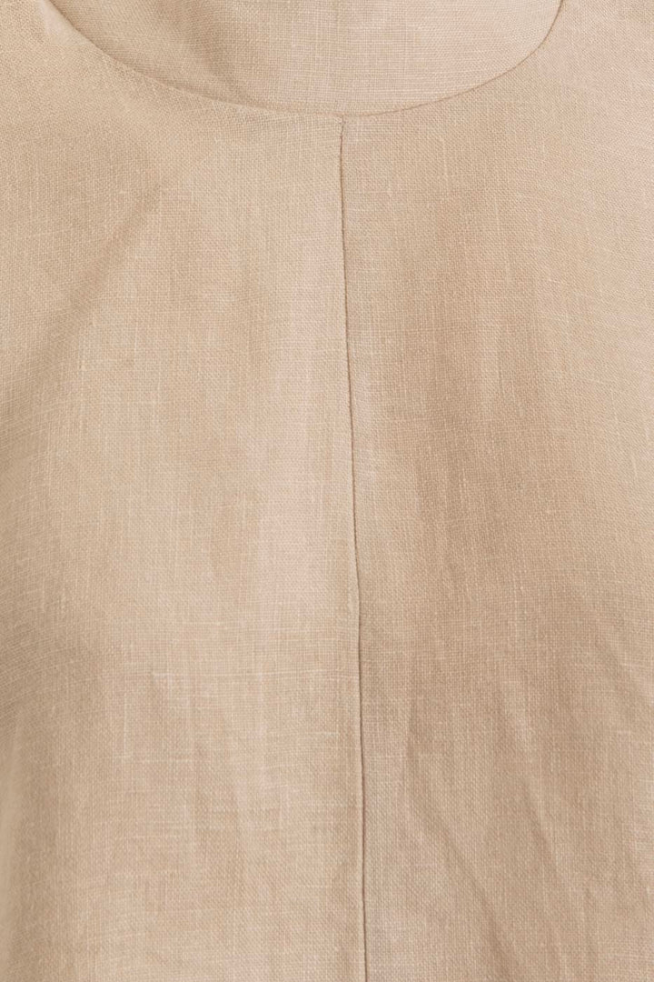 BSL Women 100% Linen Stand-Up Collar Blouse - Paisley