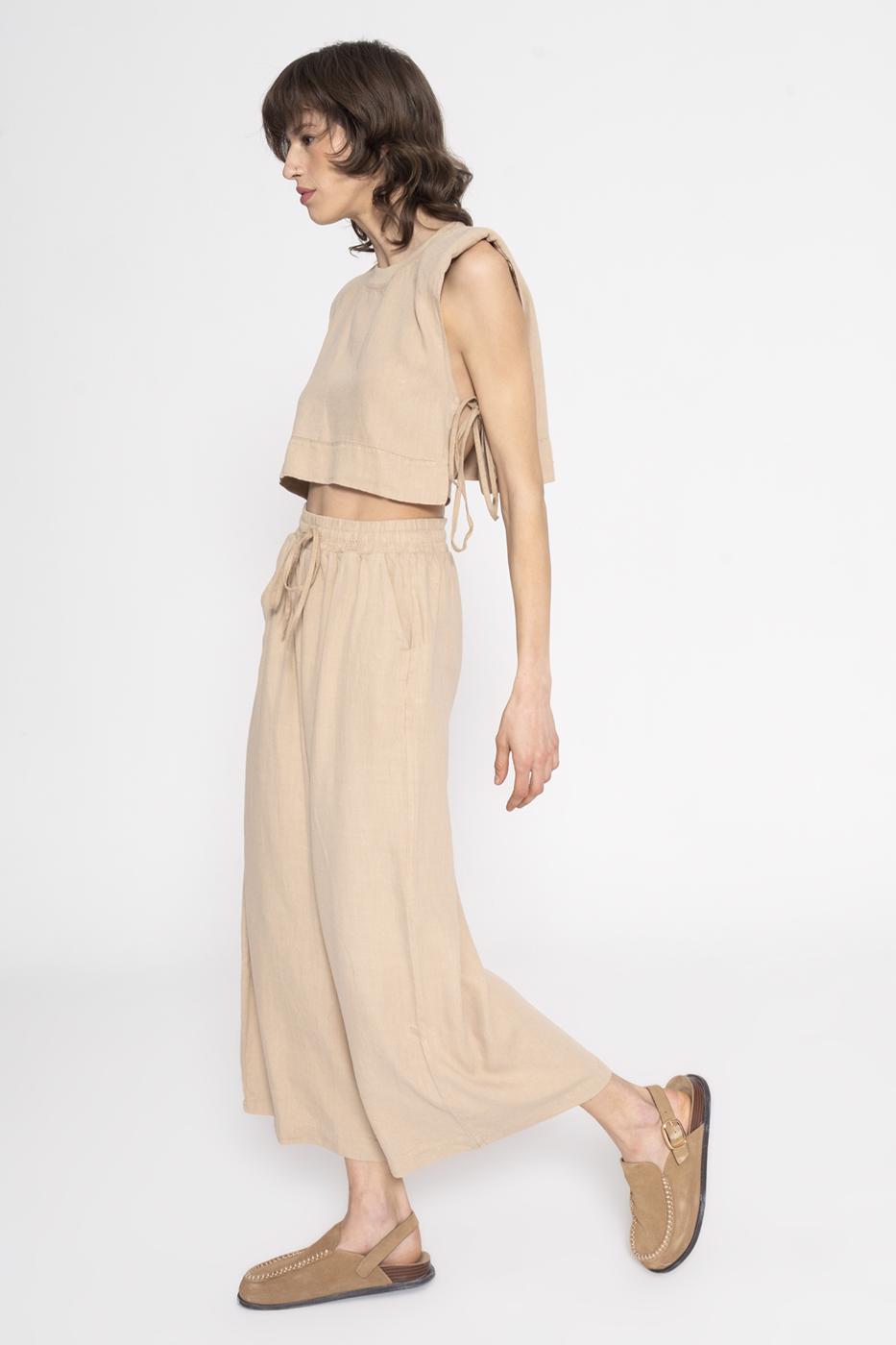BSL Women 100% Linen Straight Cut Wide Trousers - Timmins