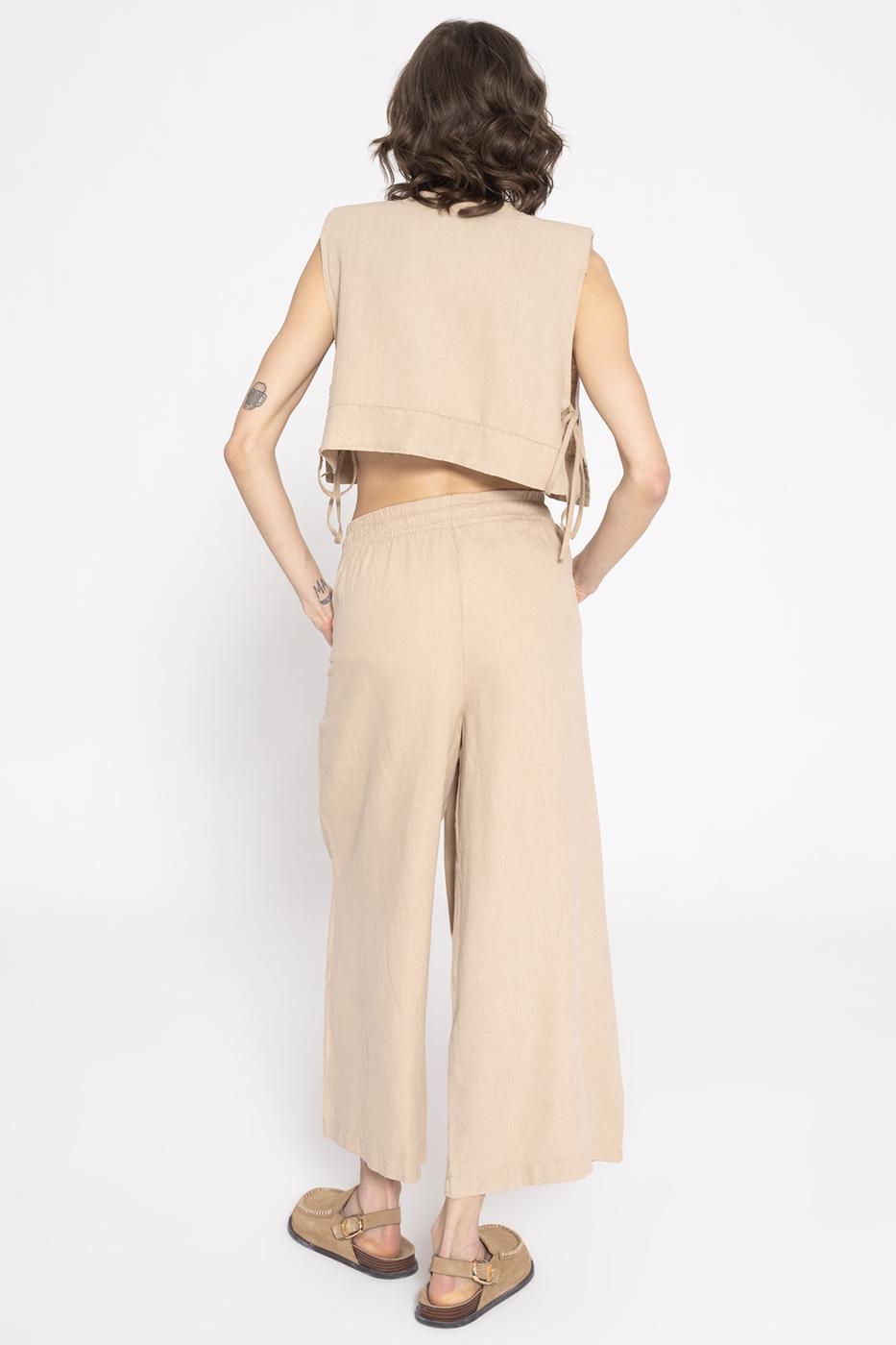 BSL Women 100% Linen Straight Cut Wide Trousers - Timmins