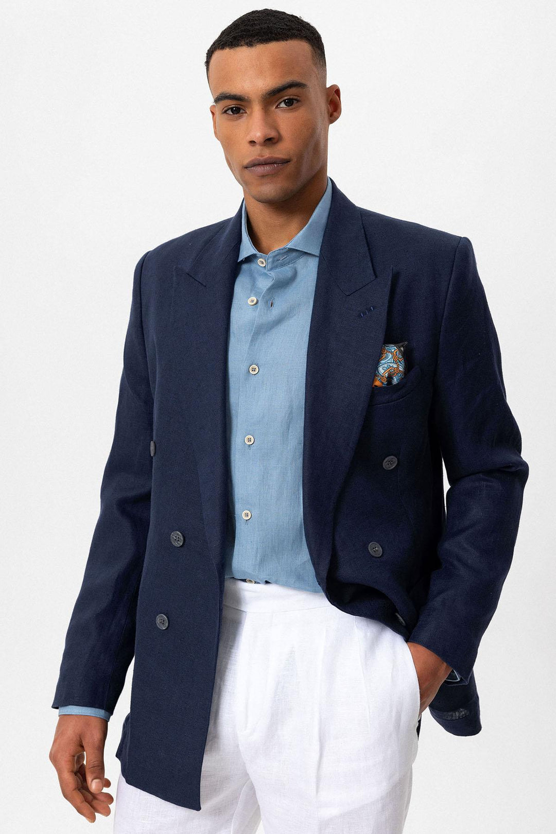 ANT 100% Linen Double Breasted Closure Men's Blazer Jacket - Coventry