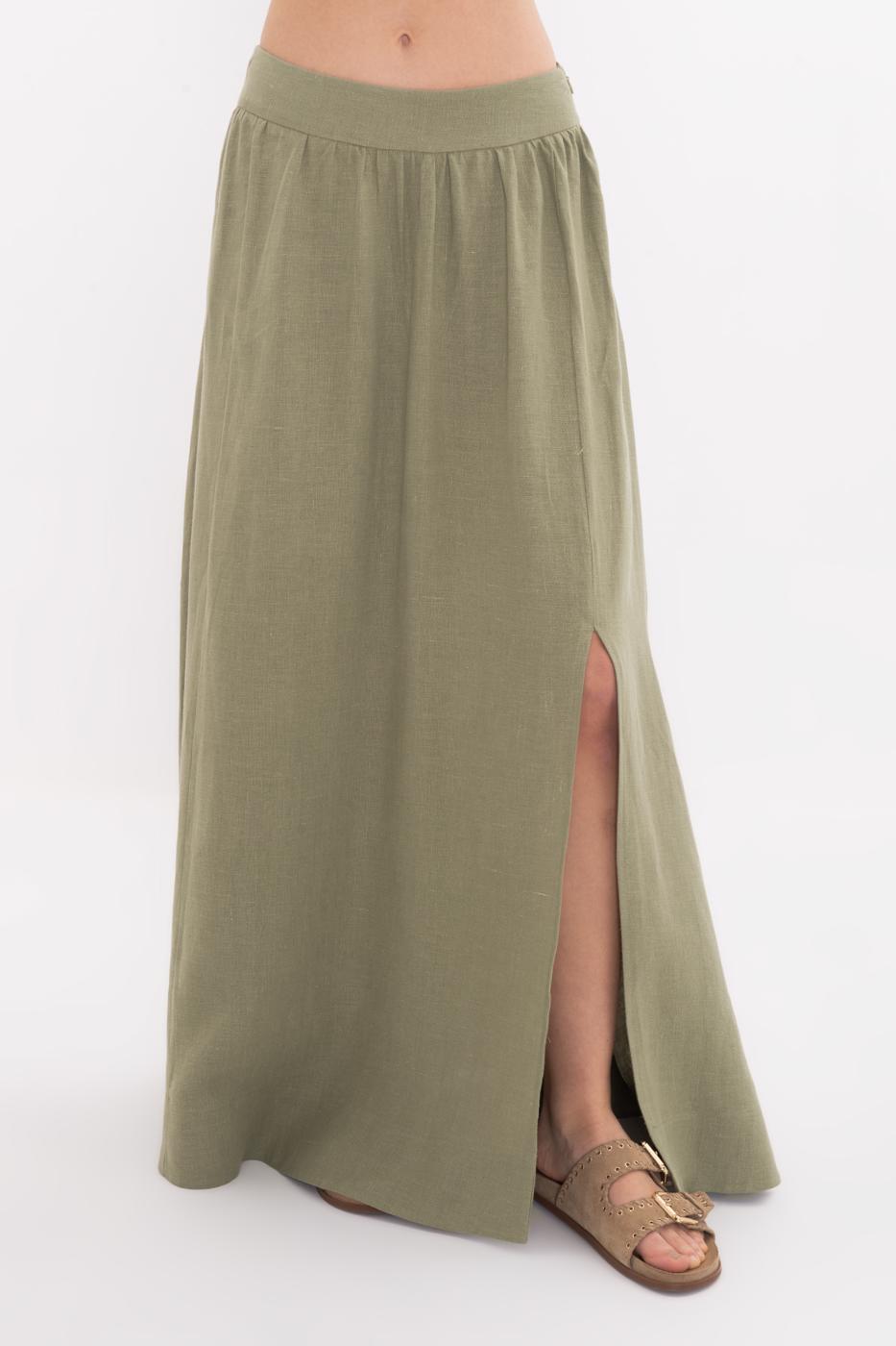 BSL Women 100% Linen Midi Skirt - Năvodari