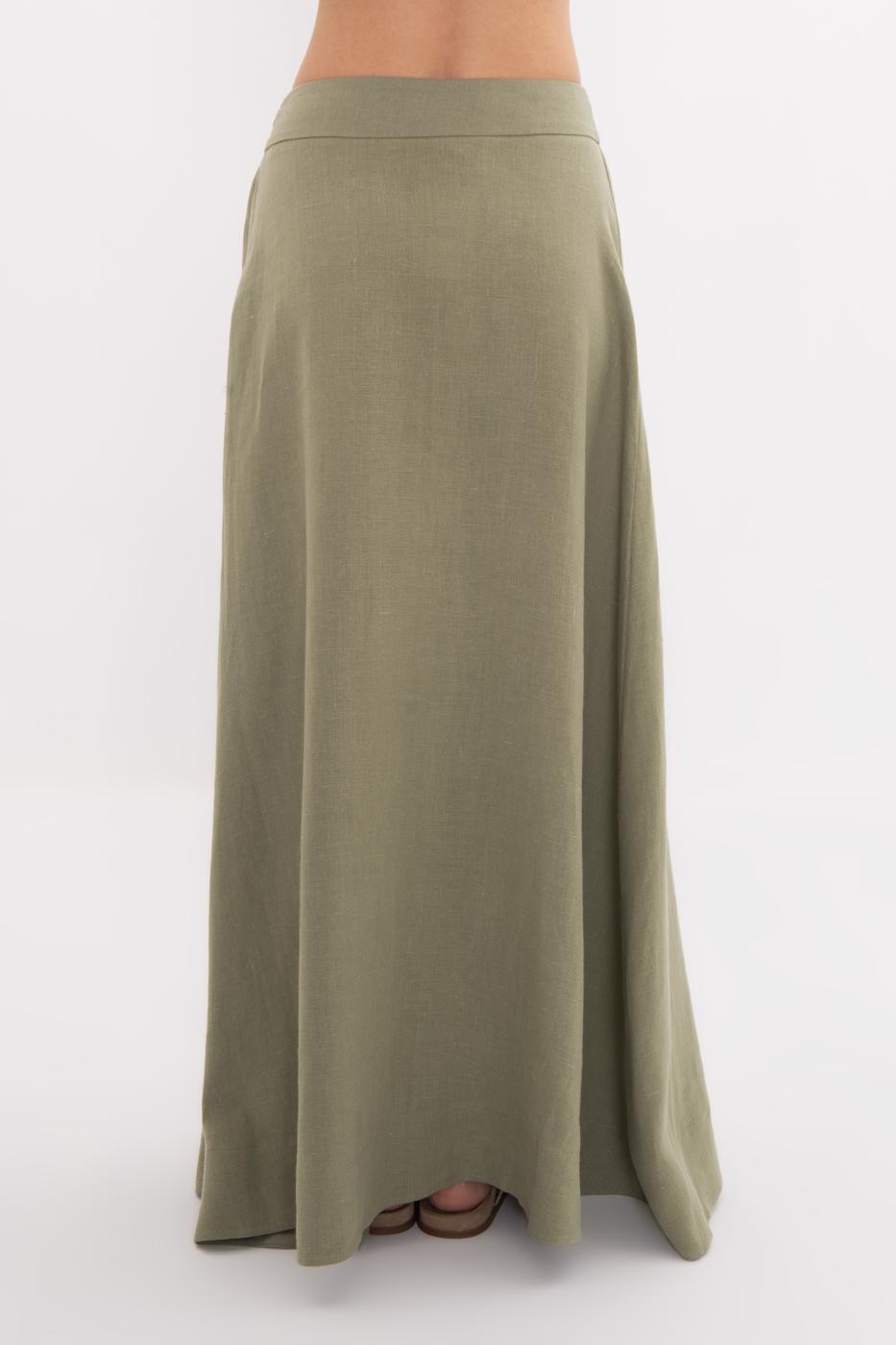 BSL Women 100% Linen Midi Skirt - Năvodari