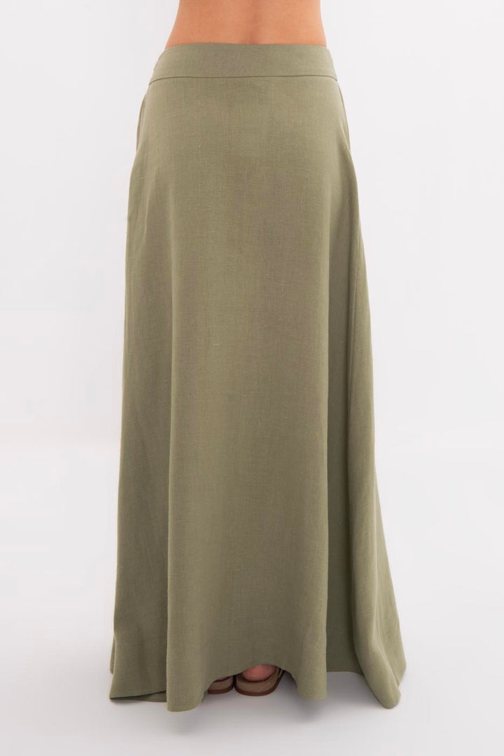 BSL Women 100% Linen Midi Skirt - Năvodari