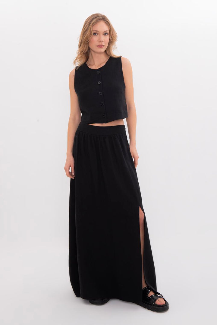 BSL Women 100% Linen Midi Skirt - Launceston