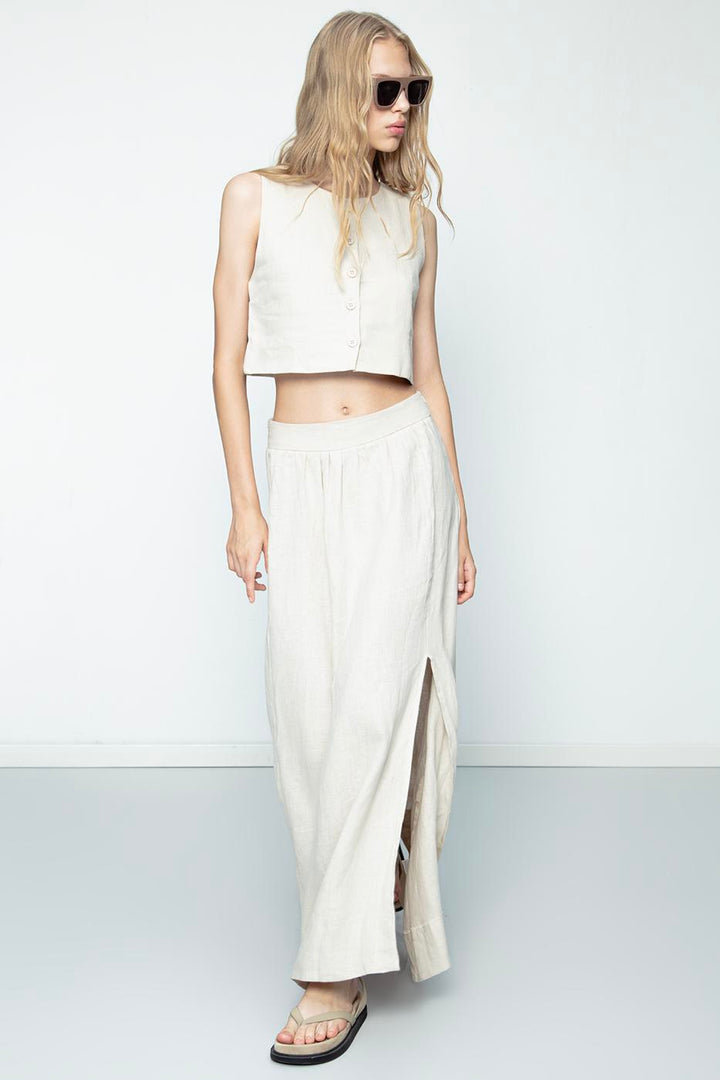 BSL Women 100% Linen Midi Skirt - Charleroi