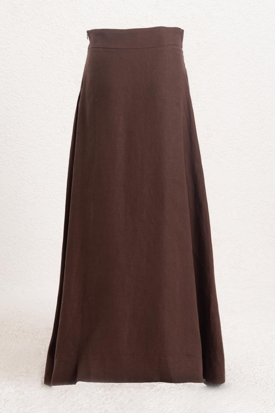 BSL Women 100% Linen Midi Skirt - Orem