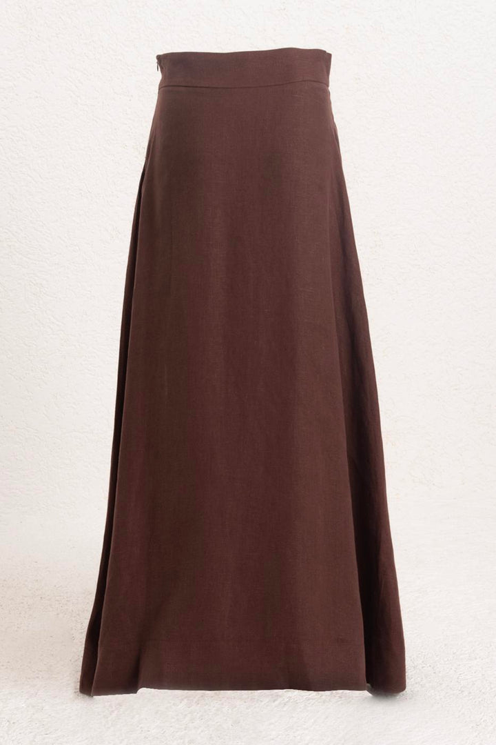 BSL Women 100% Linen Midi Skirt - Orem