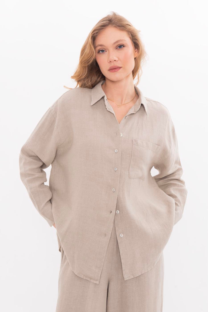 BSL Women 100% Linen Oversize Shirt - Coyula