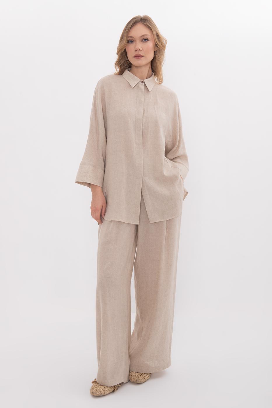 BSL Women 100% Linen Oversize Shirt - Coyula