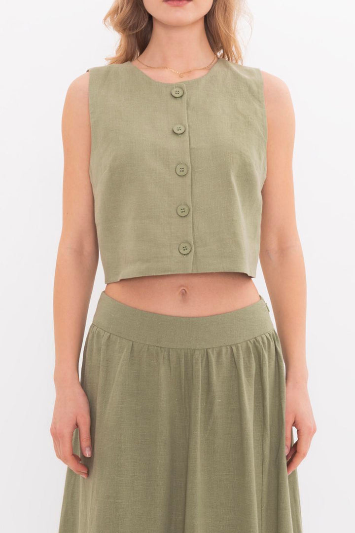 BSL Women 100% Linen Vest - Ágios Dimítrios