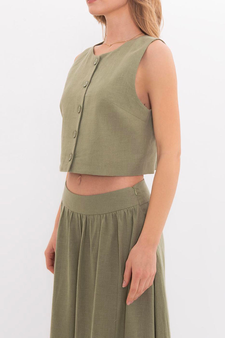 BSL Women 100% Linen Vest - Ágios Dimítrios