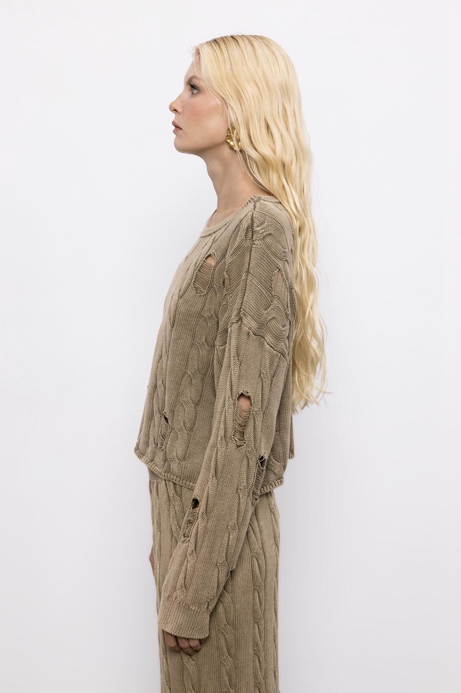 BSL Women 100% Cotton Frayed Braided Sweater - Casalecchio di Reno