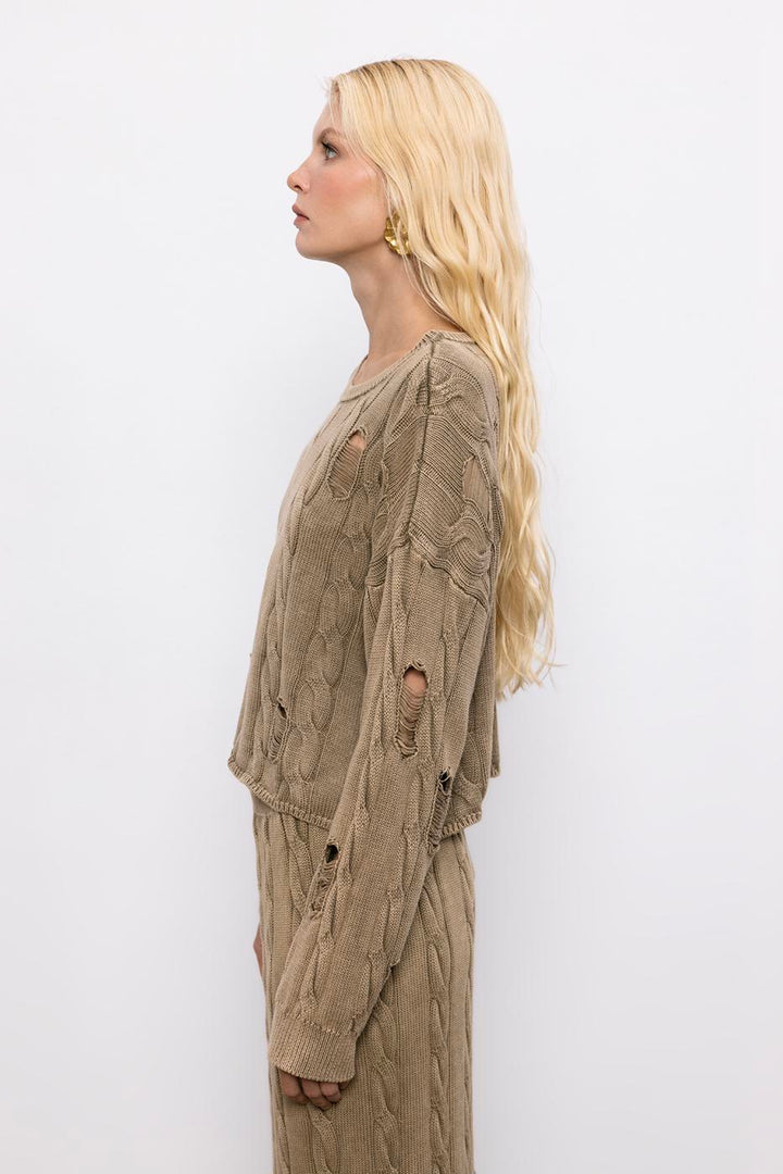 BSL Women 100% Cotton Frayed Braided Sweater - Casalecchio di Reno