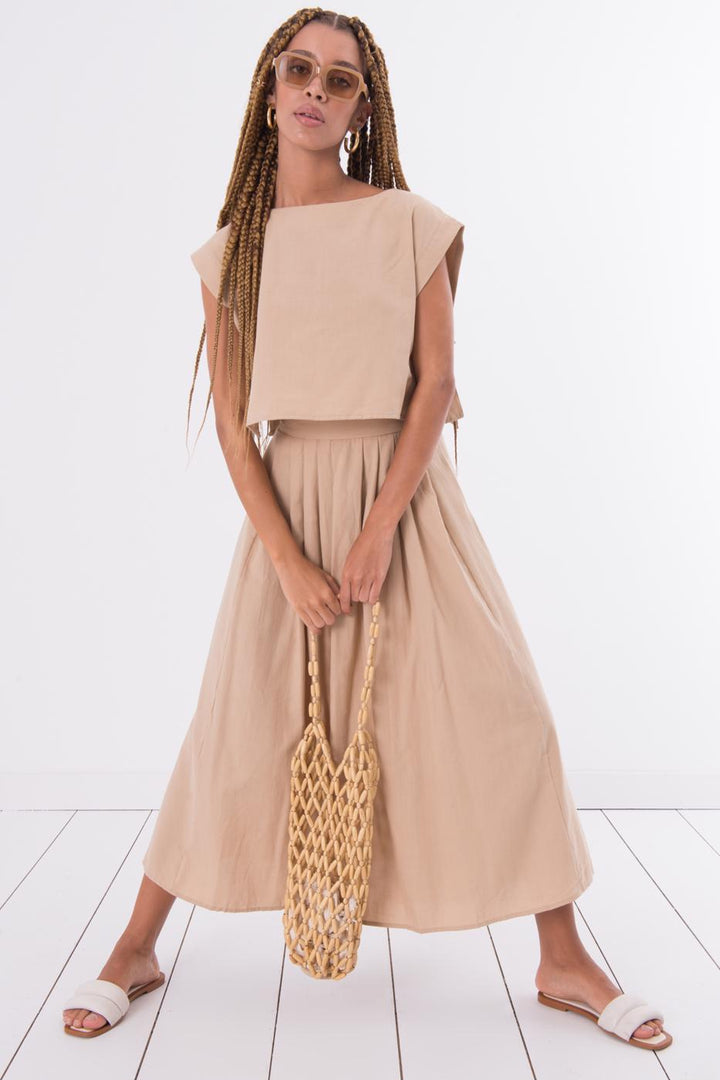 BSL Women 100% Tencel Pleated Detailed Midi Skirt - Cerignola