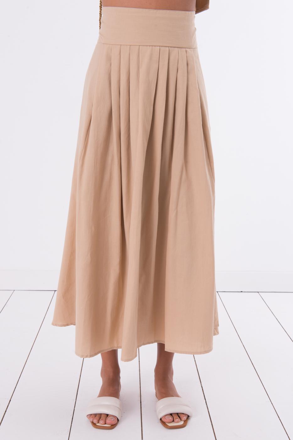 BSL Women 100% Tencel Pleated Detailed Midi Skirt - Cerignola