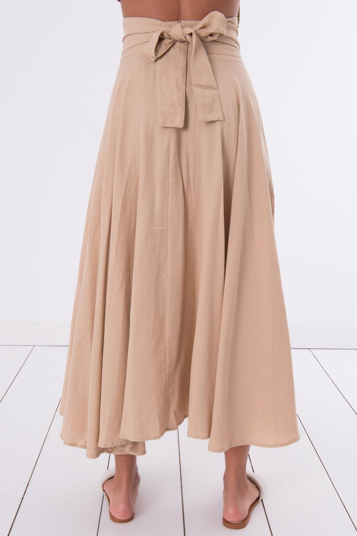 BSL Women 100% Tencel Pleated Detailed Midi Skirt - Cerignola