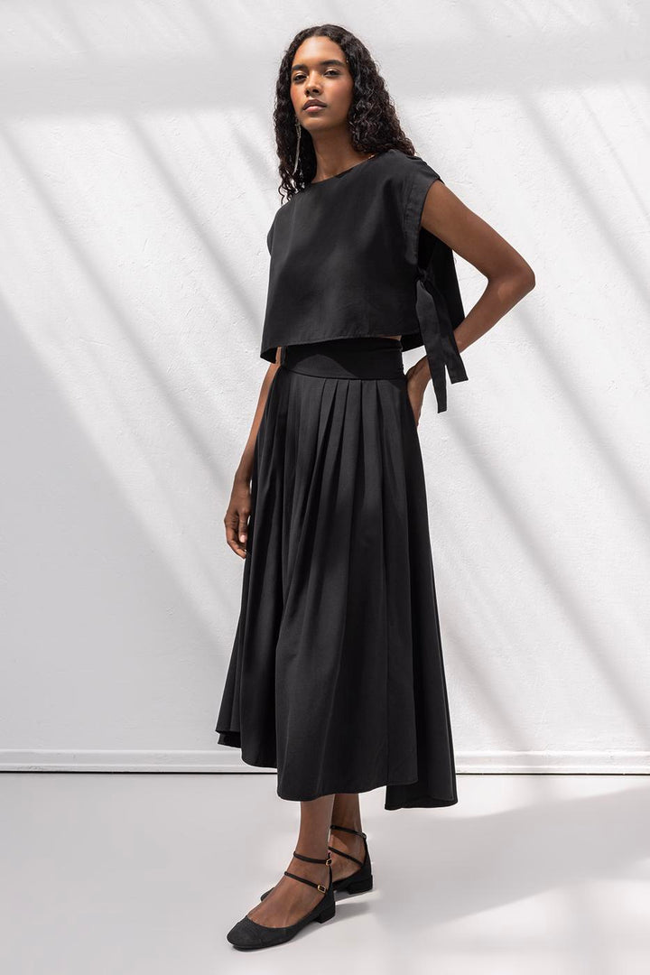 BSL Women 100% Tencel Pleated Detailed Midi Skirt - Vénissieux