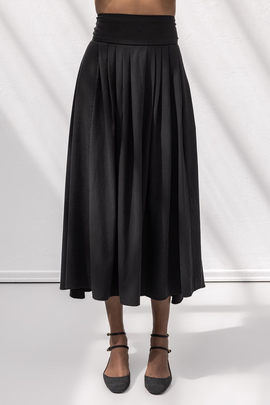 BSL Women 100% Tencel Pleated Detailed Midi Skirt - Vénissieux