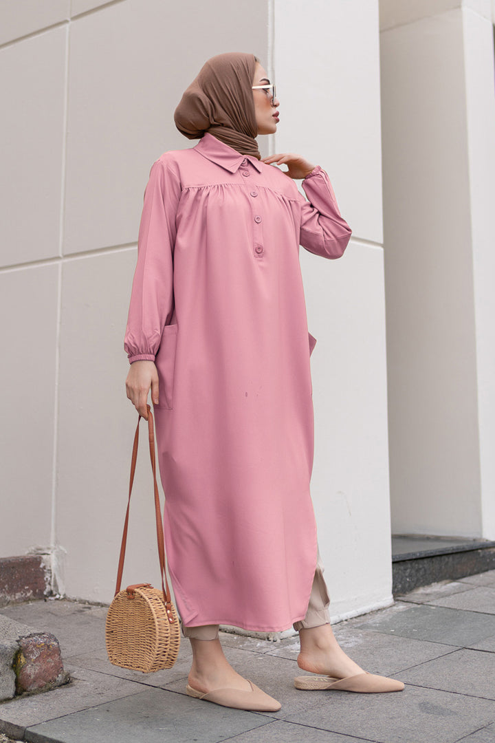 BNG Women Side Slit Tunic with Robe Full Length Powder - Clermont