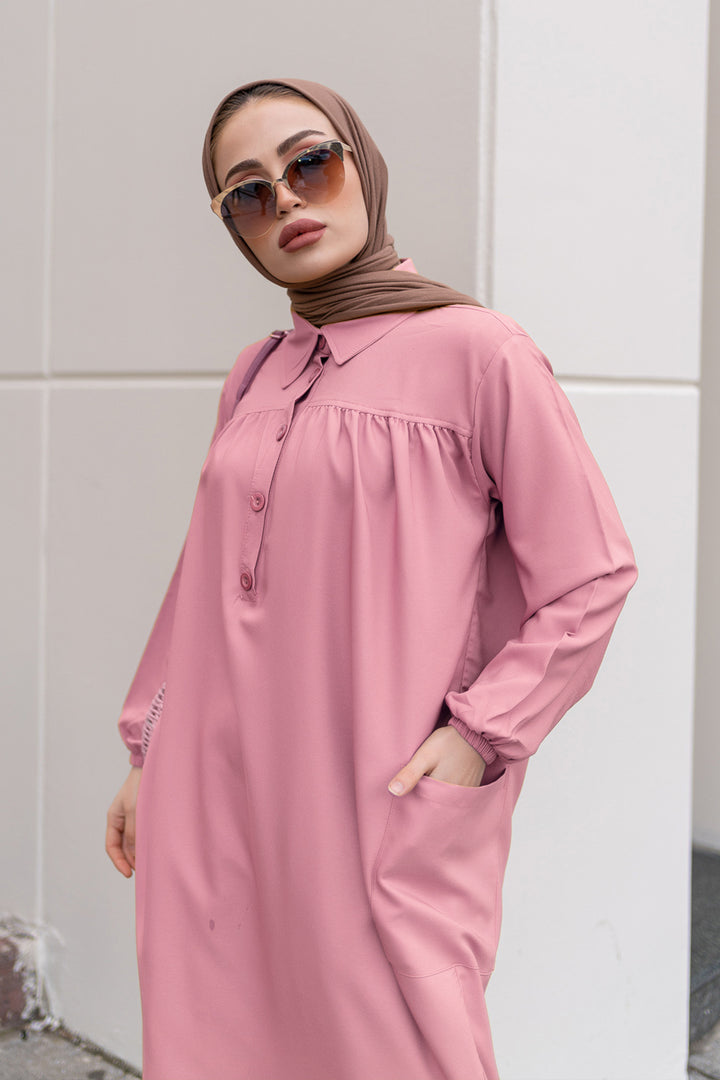 BNG Women Side Slit Tunic with Robe Full Length Powder - Clermont
