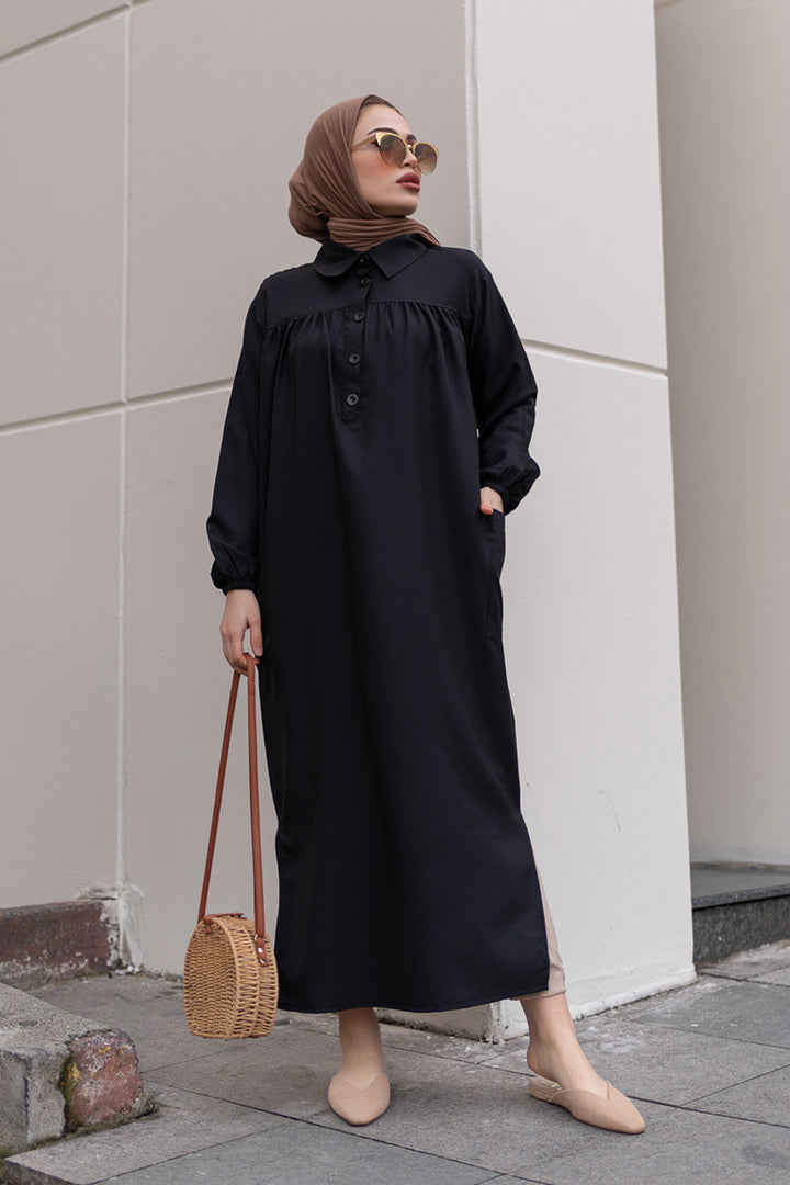 BNG Women Side Slit Tunic with Robe Black - Clermont