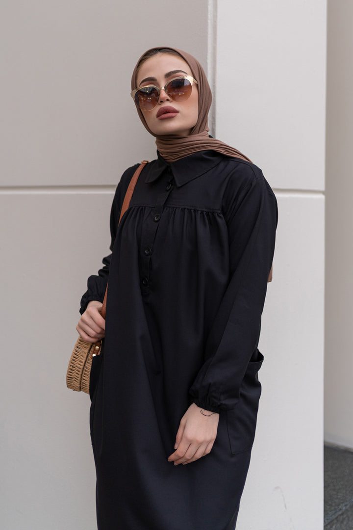 BNG Women Side Slit Tunic with Robe Black - Clermont