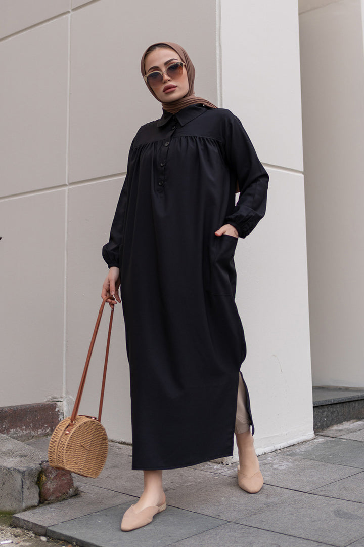 BNG Women Side Slit Tunic with Robe Black - Clermont