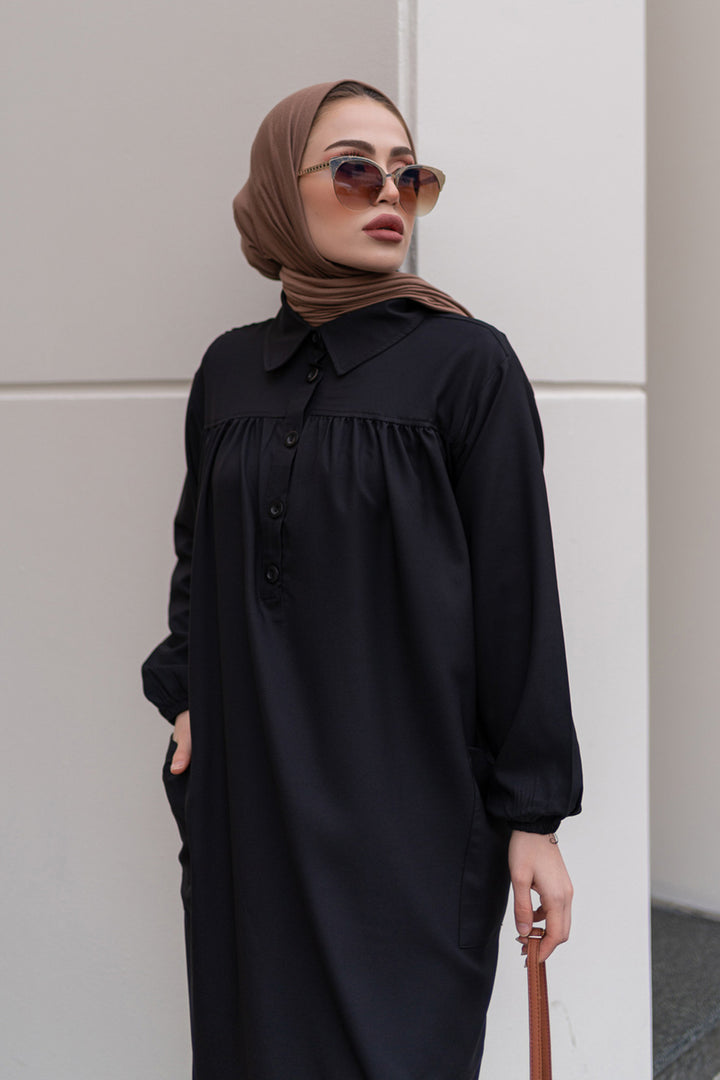 BNG Women Side Slit Tunic with Robe Black - Clermont