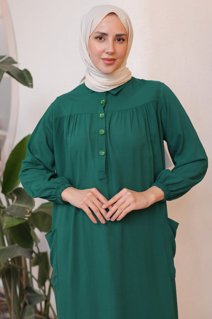 BNG Women Side Slit Tunic with Robe Full Length Emerald Green - Clermont