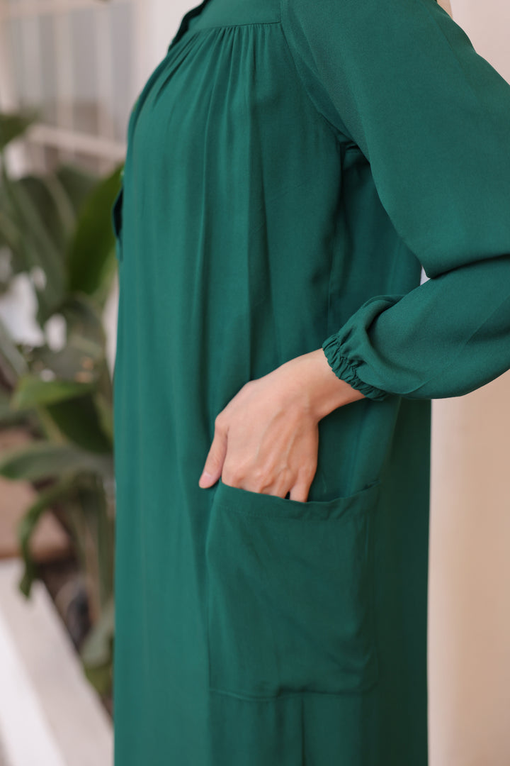 BNG Women Side Slit Tunic with Robe Full Length Emerald Green - Clermont