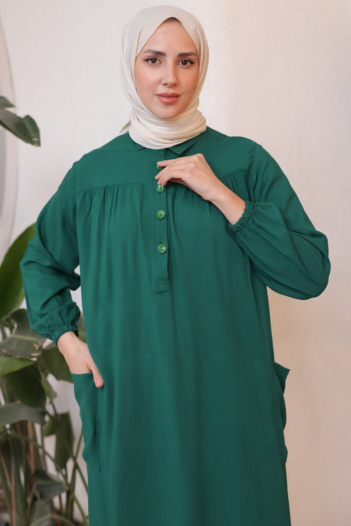 BNG Women Side Slit Tunic with Robe Full Length Emerald Green - Clermont